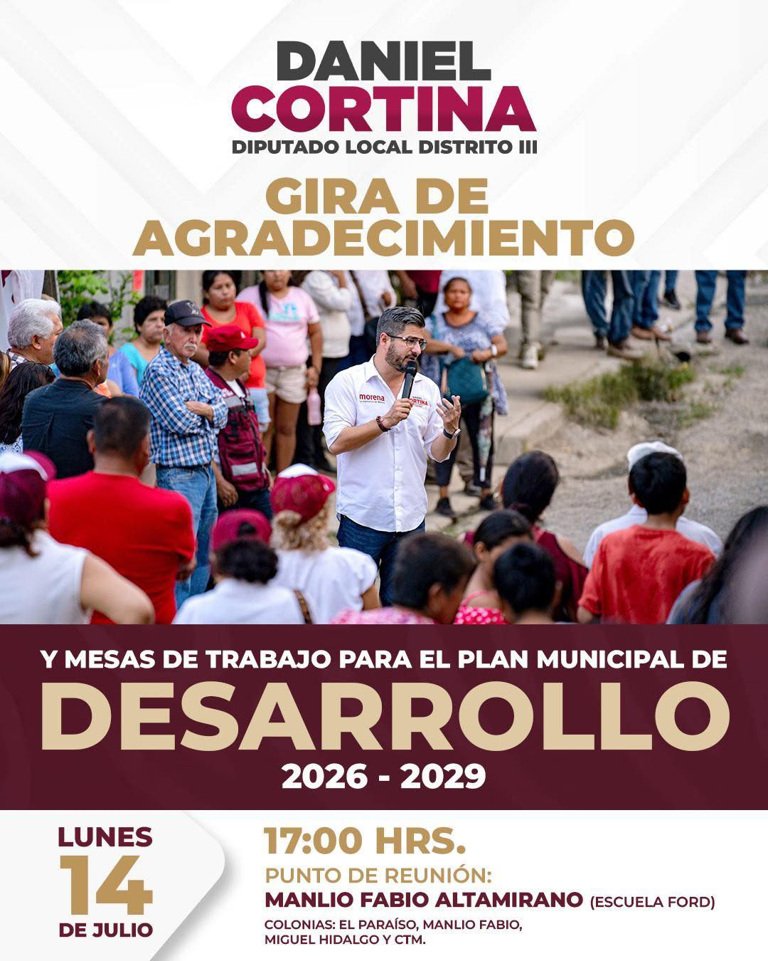 Daniel Cortina Martínez Inicia Gira de Agradecimiento y Consulta Ciudadana Daniel Cortina Martínez Inicia Gira de Agradecimiento y Consulta Ciudadana