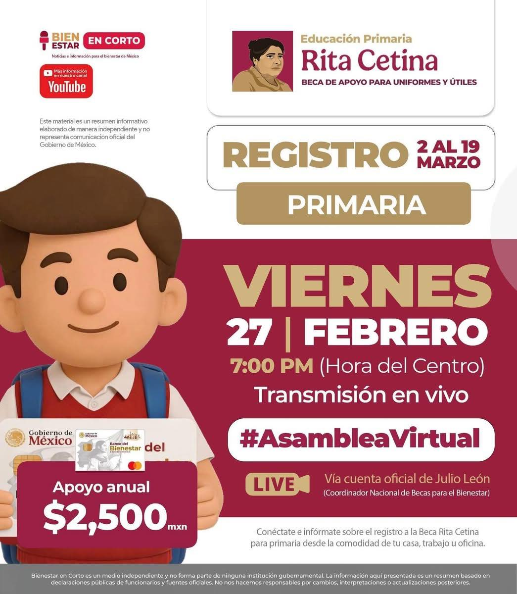 No te pierdas la Asamblea Virtual Beca Rita Cetina No te pierdas la Asamblea Virtual Beca Rita Cetina